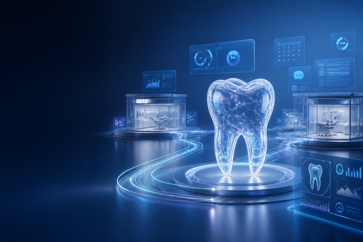 Representación abstracta de una plataforma dental conectada